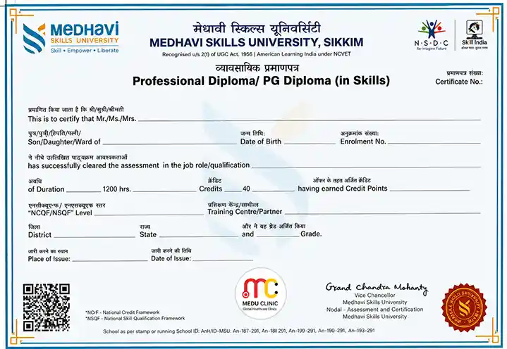 Medhavi Skill University Certificate